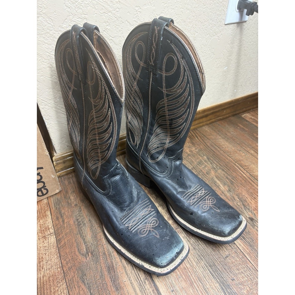 Ariat Western Boot Mens Round Up Boot Black Leather 10B - Picture 2 of 7